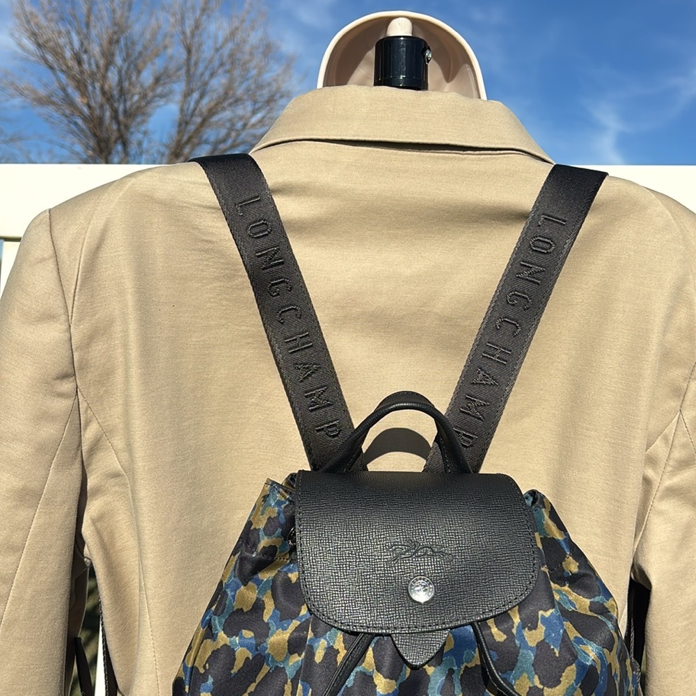 Longchamp Backpack 10” x 9” x 4”, Never Used, Blue Black Tan - Picture 3 of 10